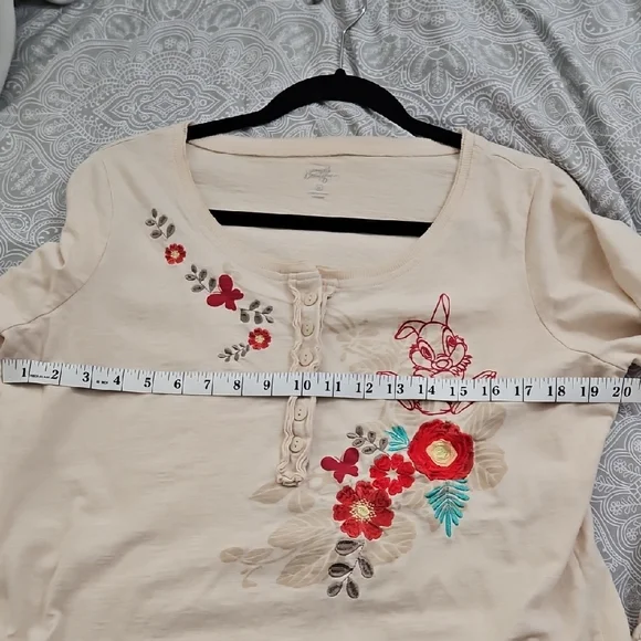Disney's Thumper  Cream Floral Embroidered Long Sleeve Top - Picture 9 of 11